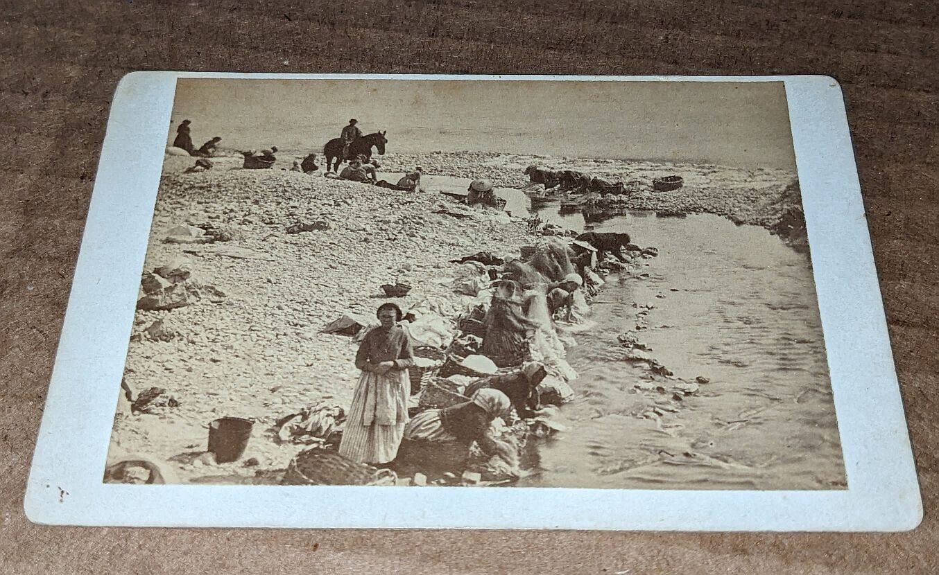 Australia CDV 1874 Gold Mining Camp Women Doing Laundry by Stream Chinese