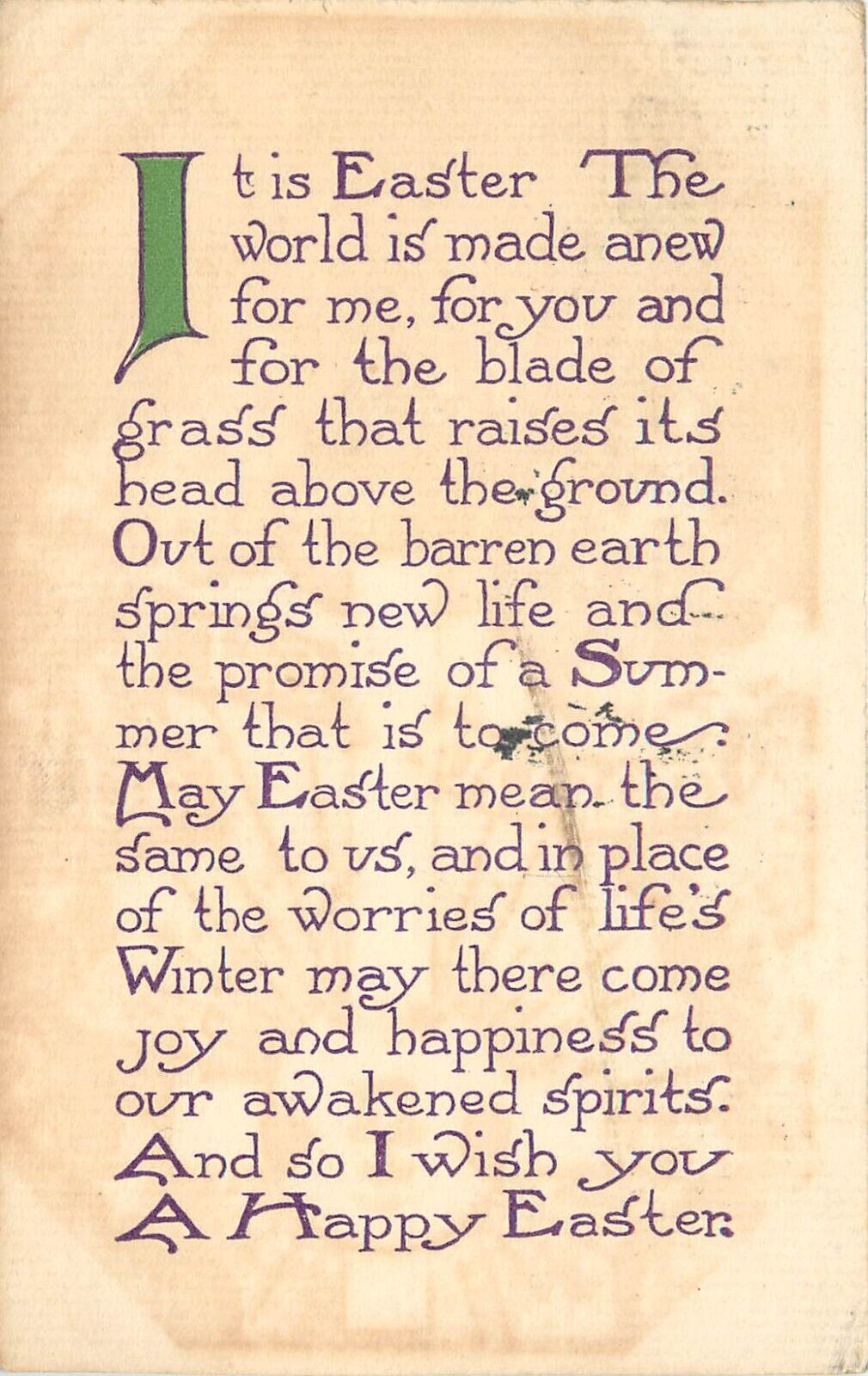 c1909 Rust Craft Postcard; Happy Easter Poem Holiday Greetings, Posted