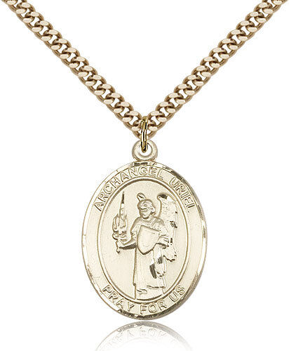 Saint Uriel Medal For Men - Gold Filled Necklace On 24 Chain - 30 Day Money ...