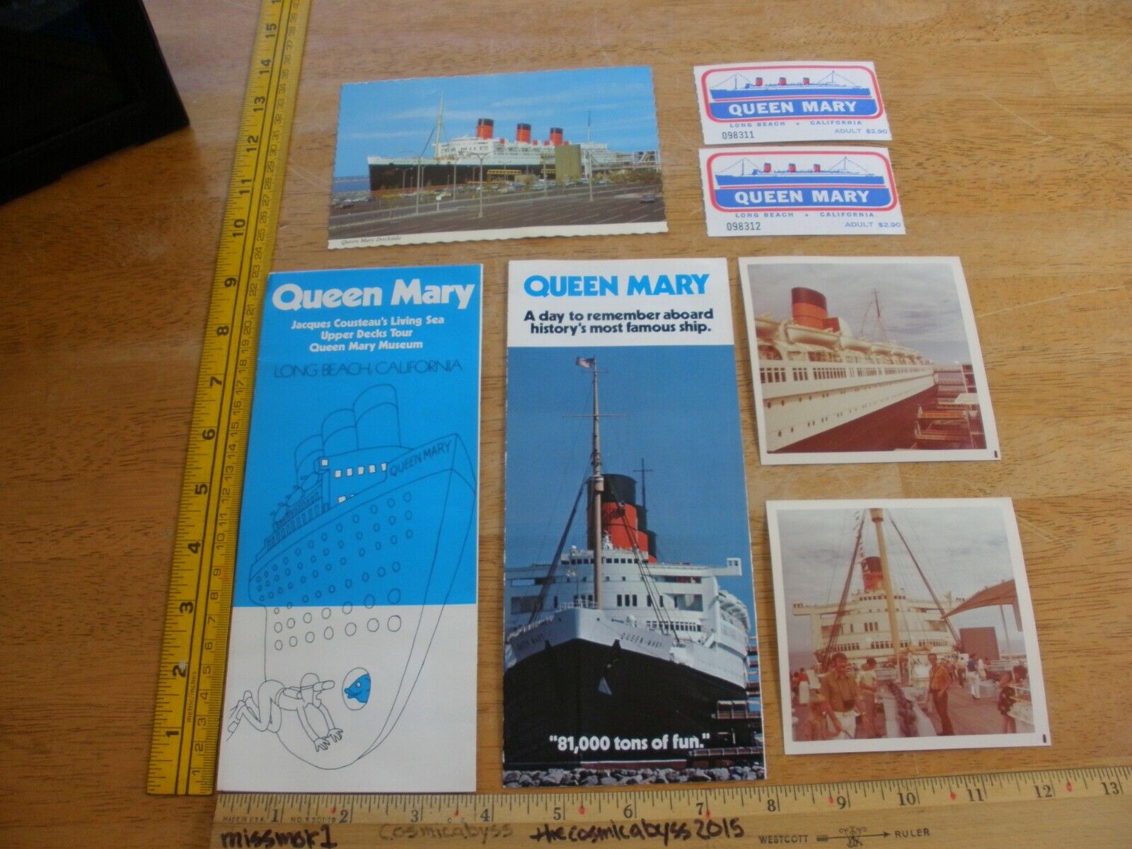 1970s The Queen Mary foldout map program photos lot Long Beach CA tickets