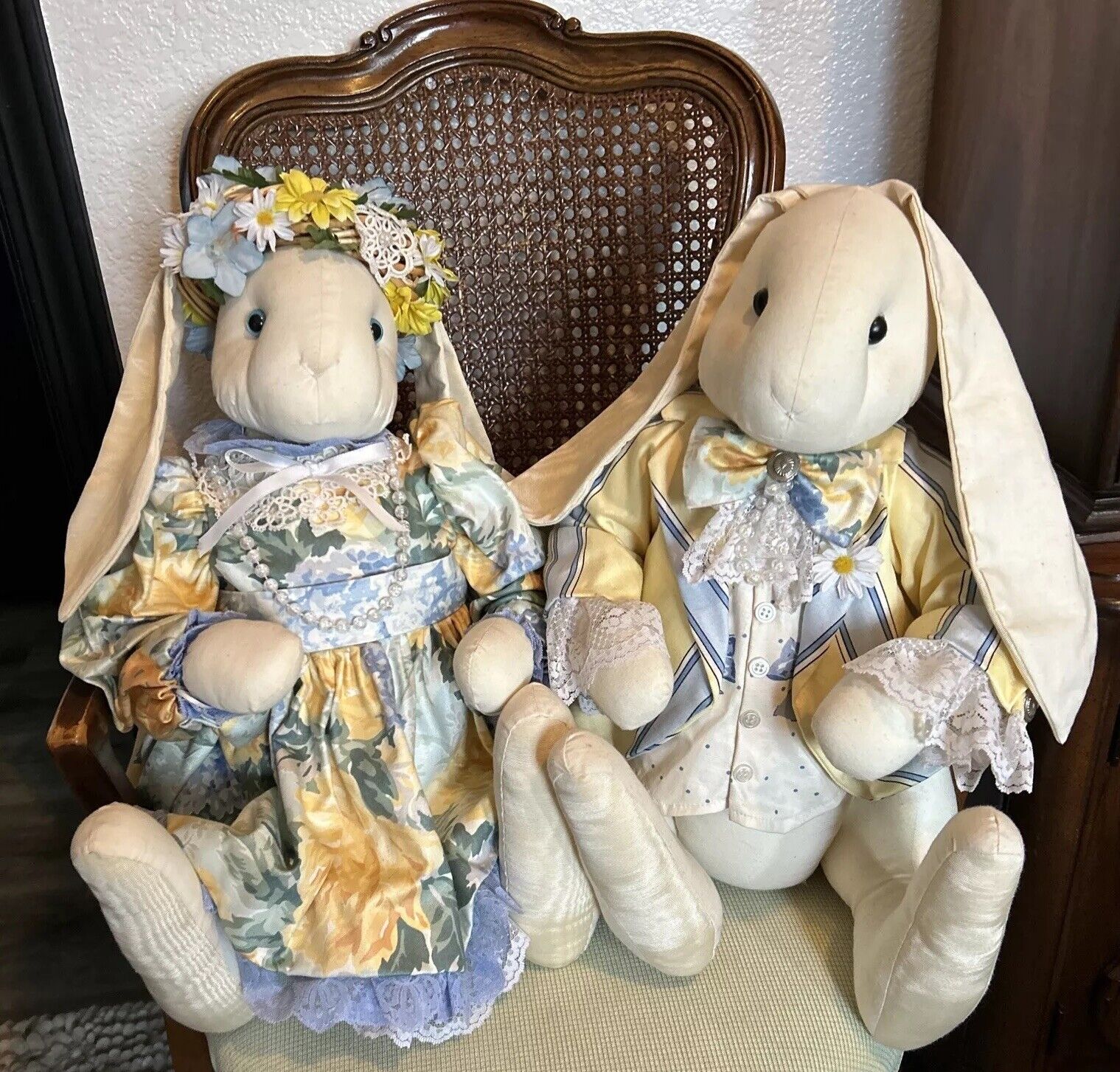 17” Cloth Handcrafted Rag Doll Rabbit Set