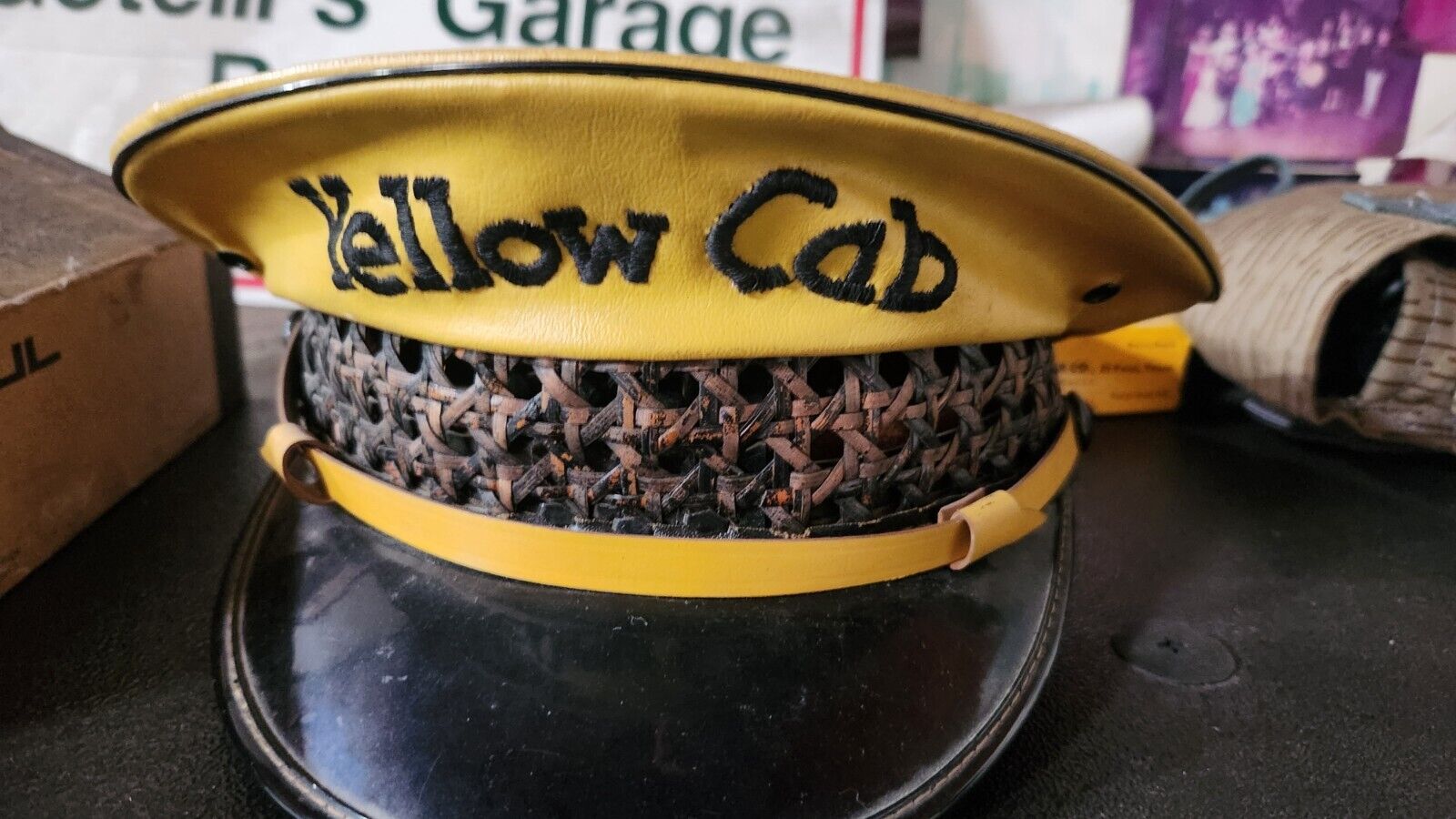 Original Vintage 1940\'s Yellow Cab Hat By Lancaster Brand Size Small Taxi Cap