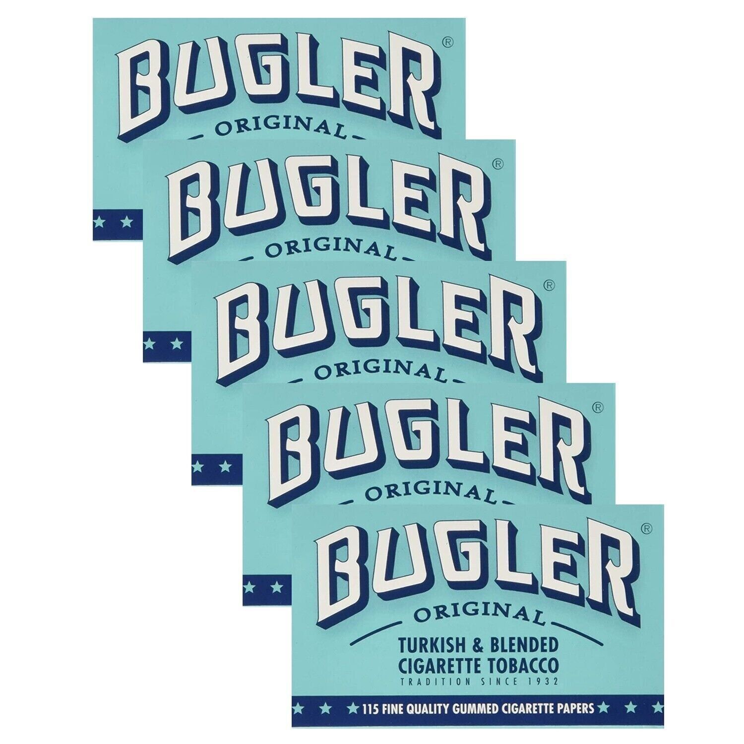 5 Booklets Bugler Original Cigarette Rolling Papers Single Wide (70mm)