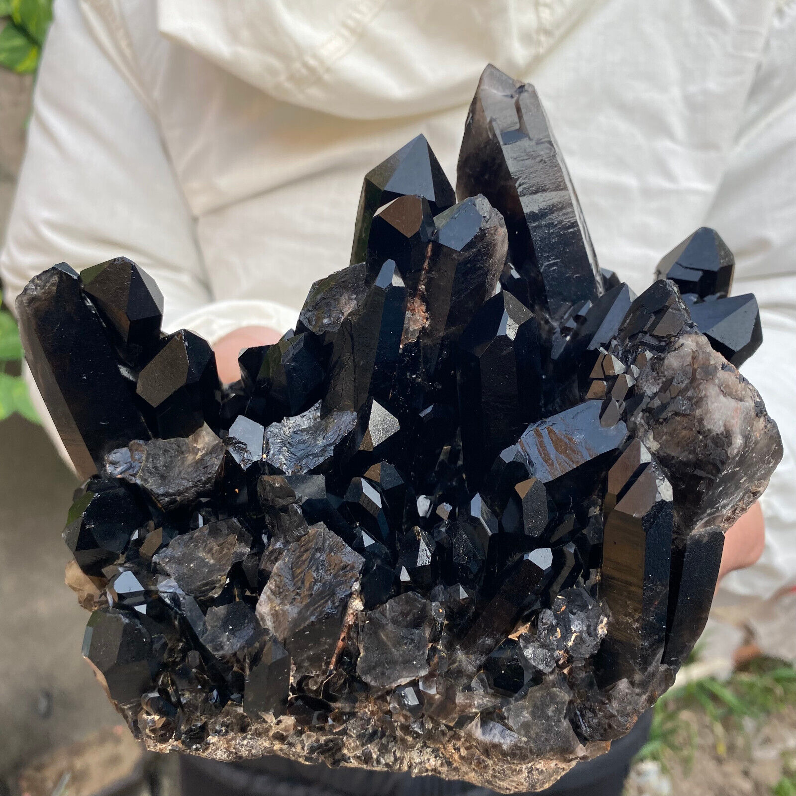 5.5lb Large Natural Black Smoky Quartz Crystal Cluster Raw Mineral Specimen