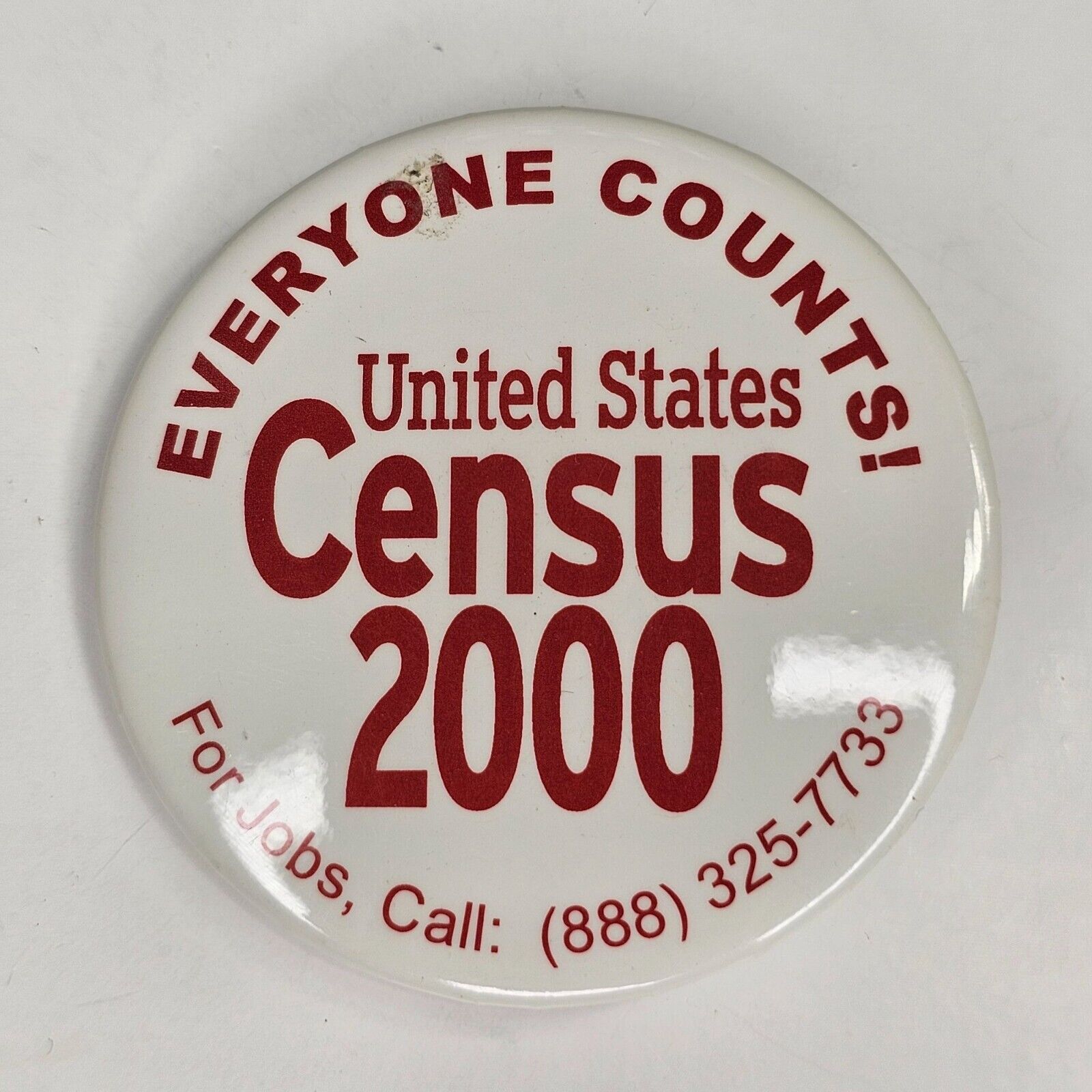 Vintage United States Census 2000 Everyone Counts Pinback Pin Button Vest