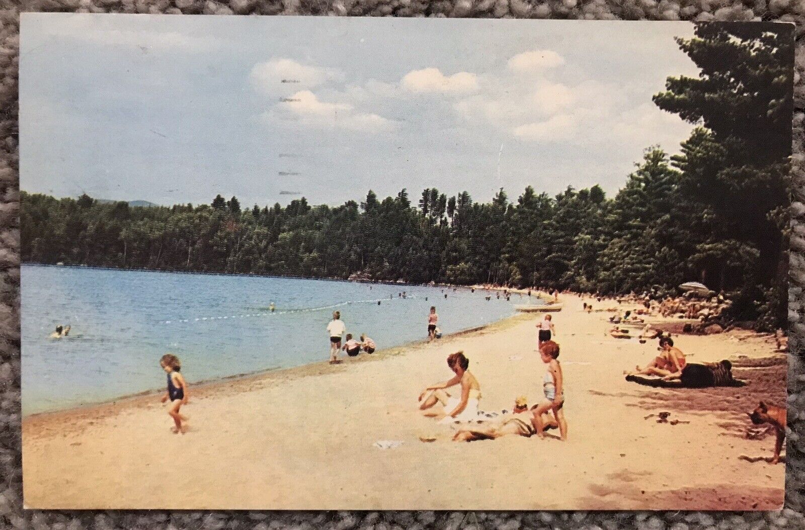 Vintage Relaxing in the Sun is Wonderful Beach Scene Postcard Plastichrome
