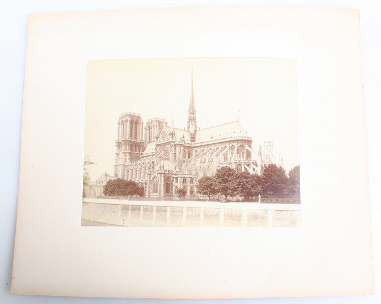 STUNNING 8X10 ALBUMEN PHOTO OF NOTRE DAME CATHEDRAL - PARIS, FRANCE