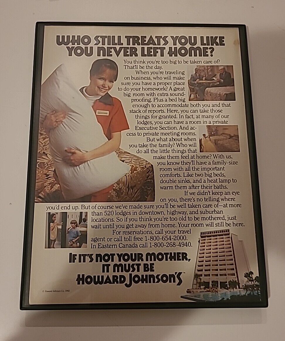 Howard Johnsons Hotel Print Ad 1982 Framed 8.5x11 