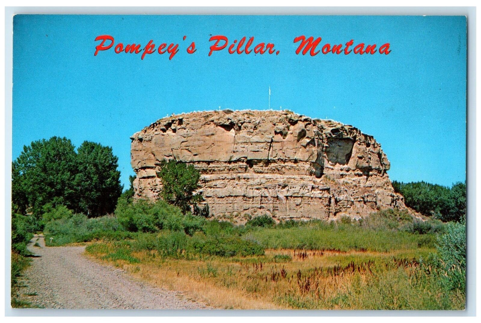 c1940s A Massive Block Of Sandstone Pompey\'s Pillar Montana MT Unposted Postcard