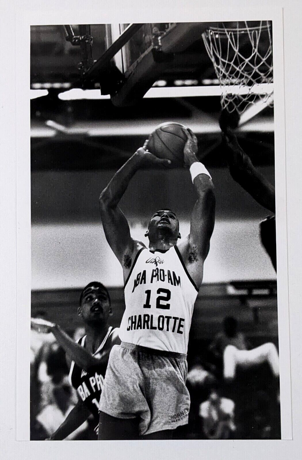 1989 Brian Rowsom Charlotte Hornets NBA Player Shooting Vintage Press Photo 