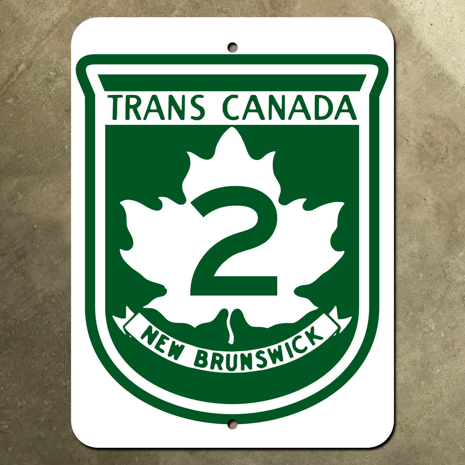 New Brunswick Trans-Canada highway 2 route marker road sign 1962 15x20