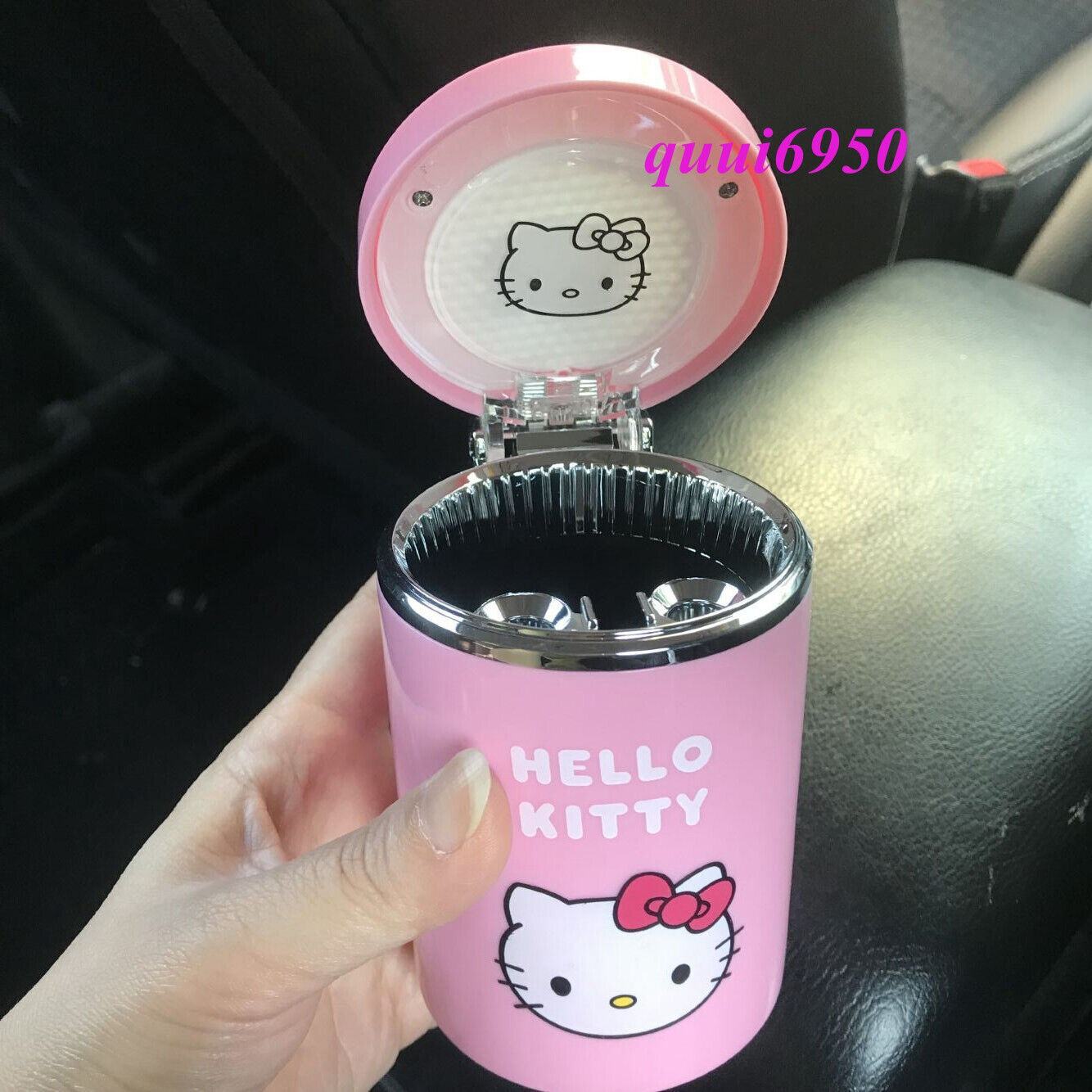 Cute Pink Ladies Girl Hello Kitty Ashtray Portable Car Auto Ashtrays Holder Gift