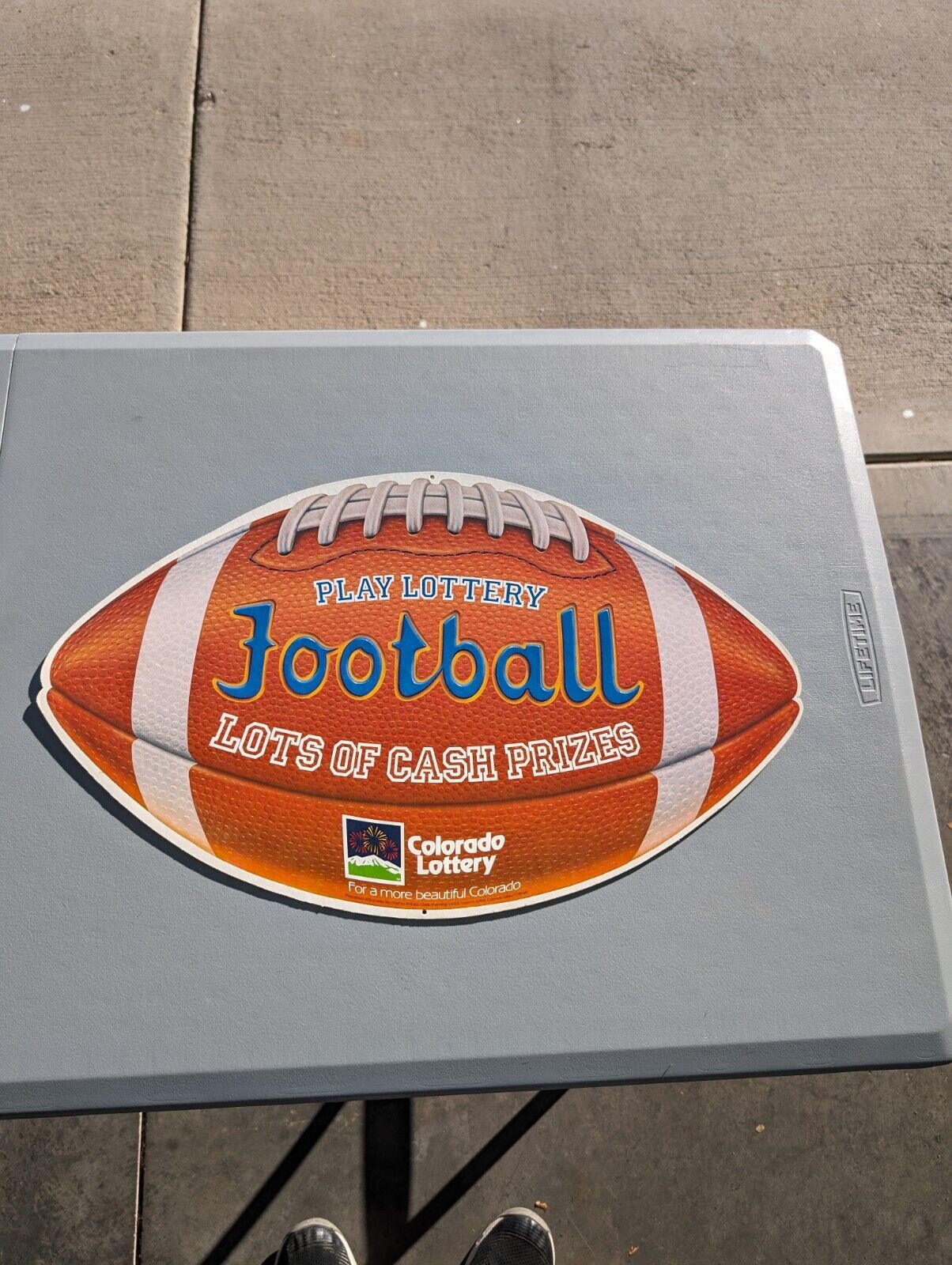 Rare Vintage 1989 Colorado Lottery Football Sign Cardboard Double Sided  NOS