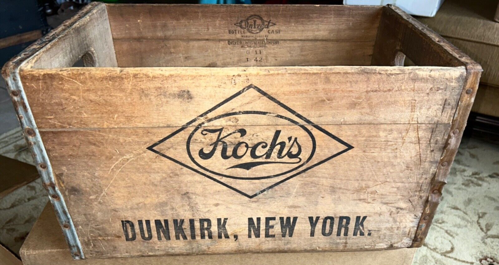 Koch’s  Brewery Antique Wooden Beer Crate Dunkirk New York VTG (Crate 2)