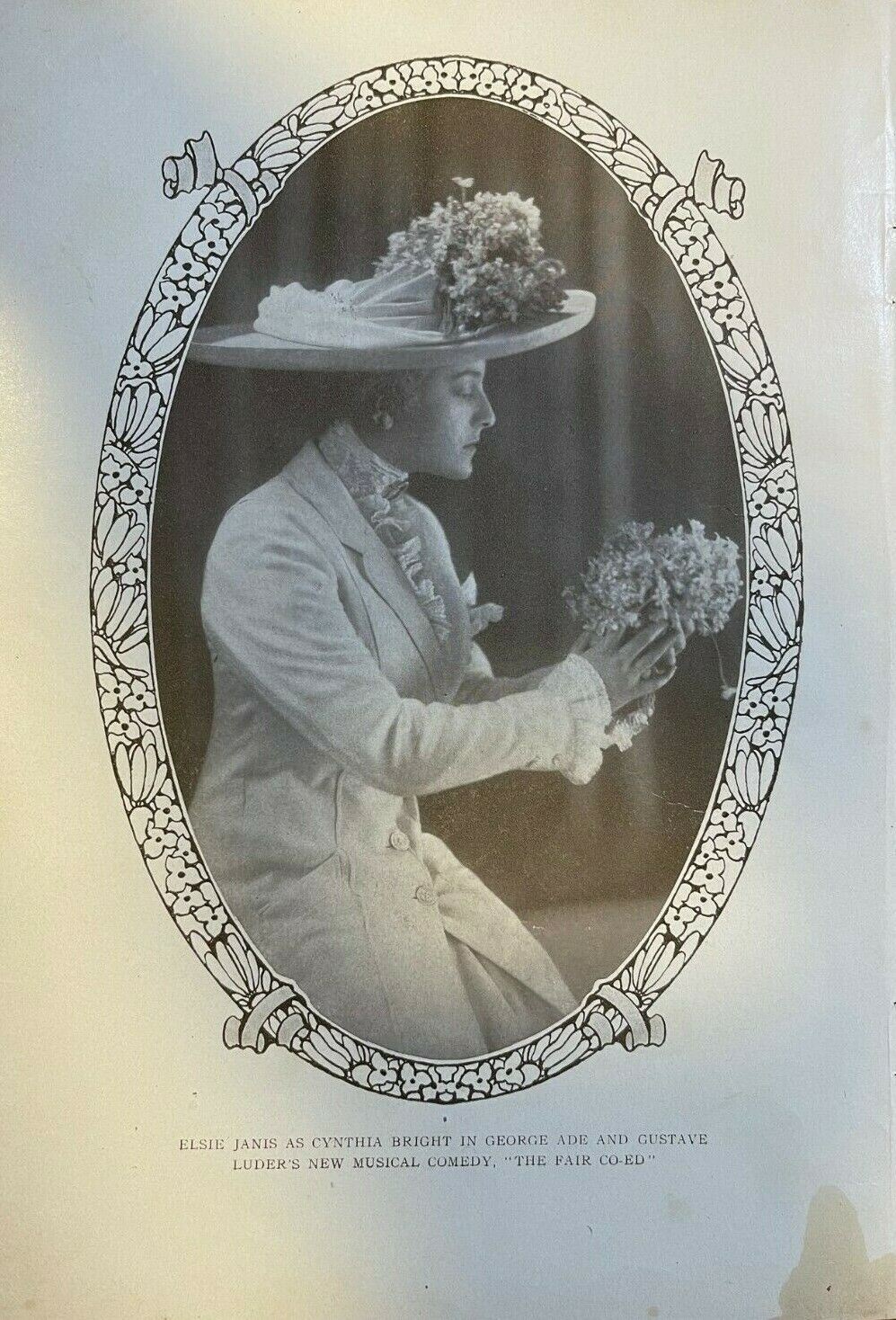1906 Vintage Magazine Illustration Actress Elsie Janis