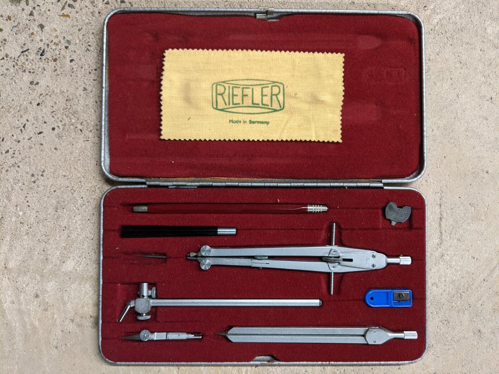 RIEFLER DRAFTING TOOL SET WITH METAL CASE VINTAGE MADE IN GERMANY