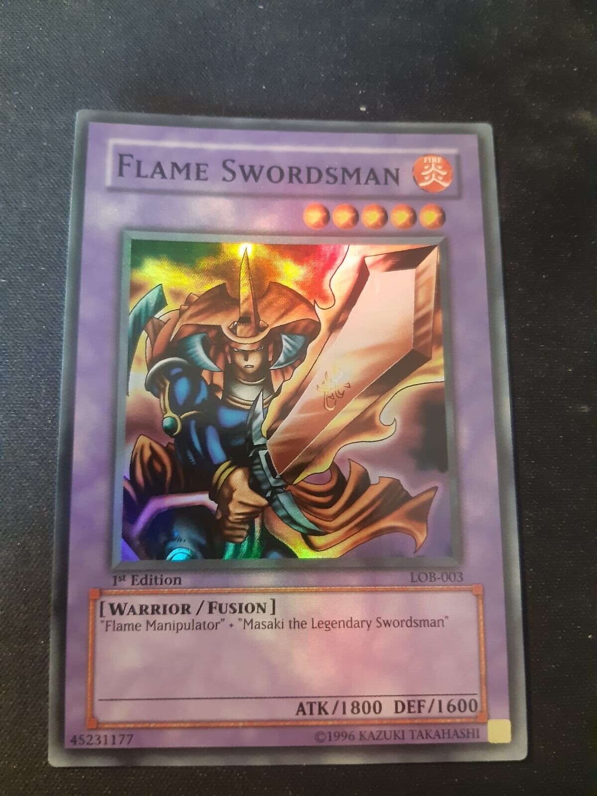 Flame Swordsman LOB-003 1st Edition 1996 Yugioh Trading Card - PSA 10 potential
