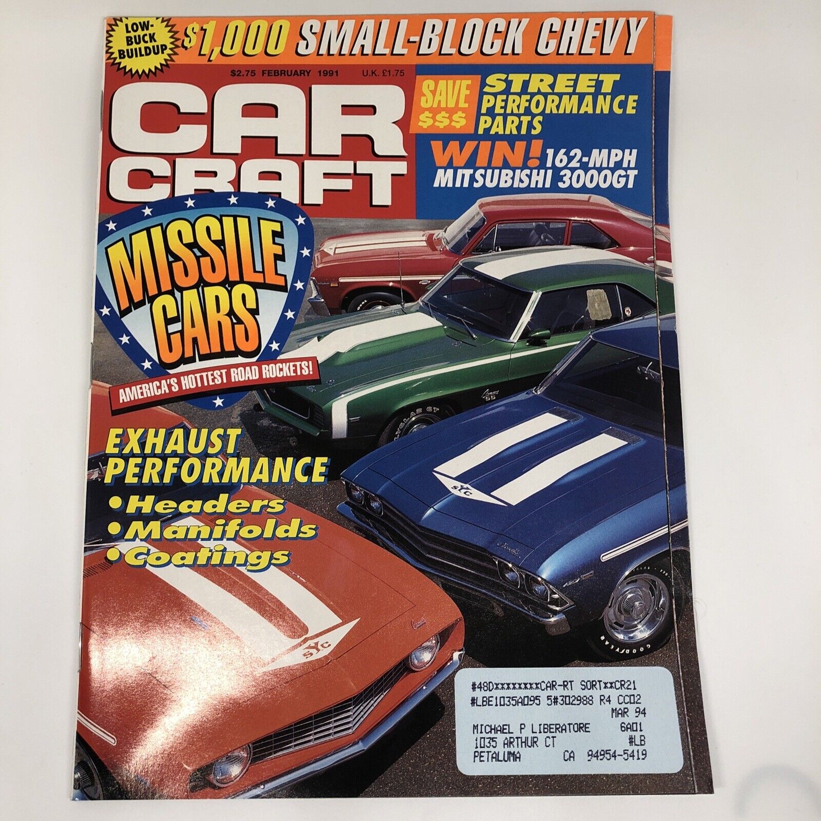 Car Craft Magazine February 1991 Missile Cars