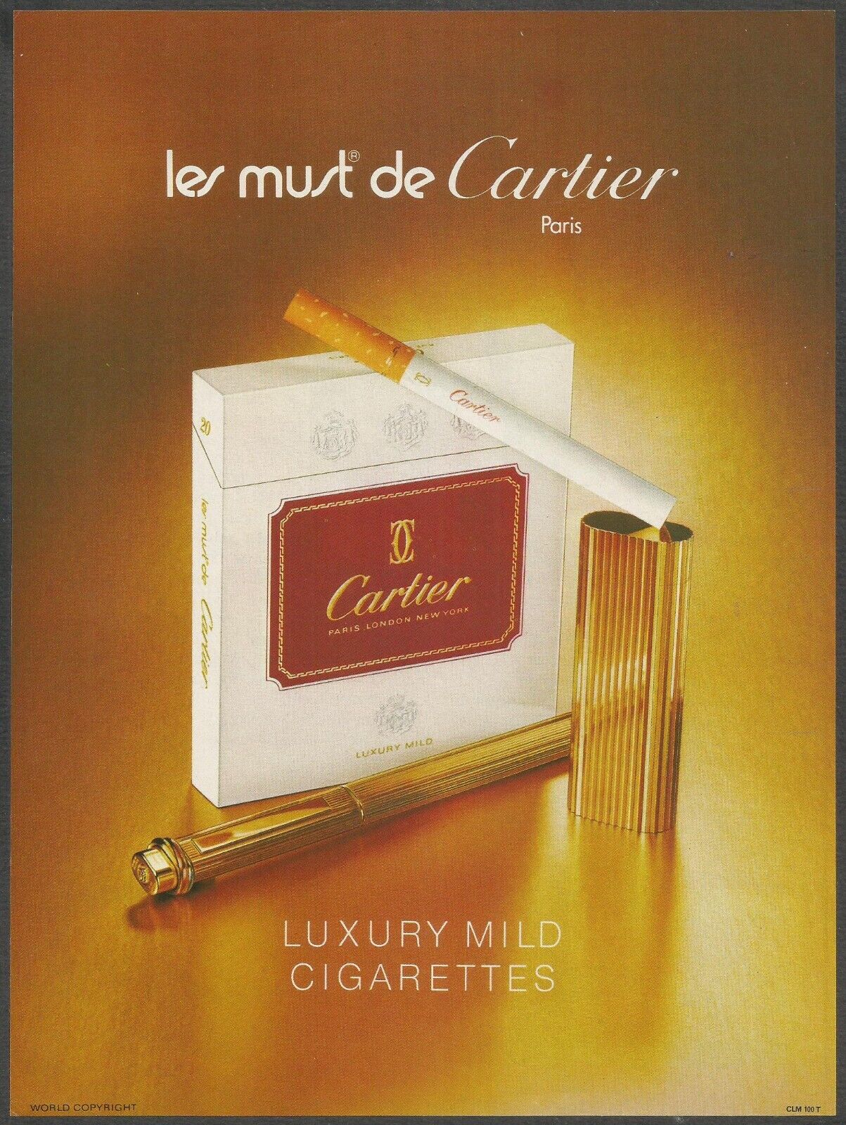 Cartier Luxury Mild Cigarettes - Les must de Cartier - 1981 Vintage Print Ad