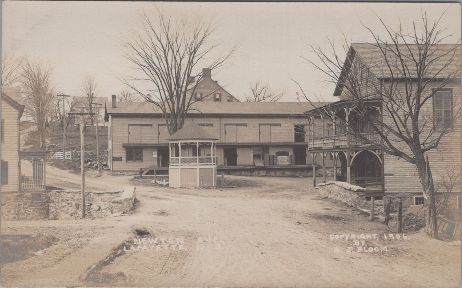 Newton Avenue,Dirt Road,Lafayette New Jersey 1906 RPPC A.J.Bloom Photo Postcard