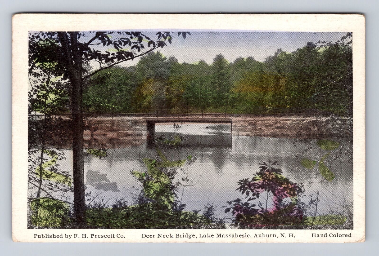 Auburn NH- New Hampshire, Deer Neck Bridge, Antique, Vintage c1930 Postcard