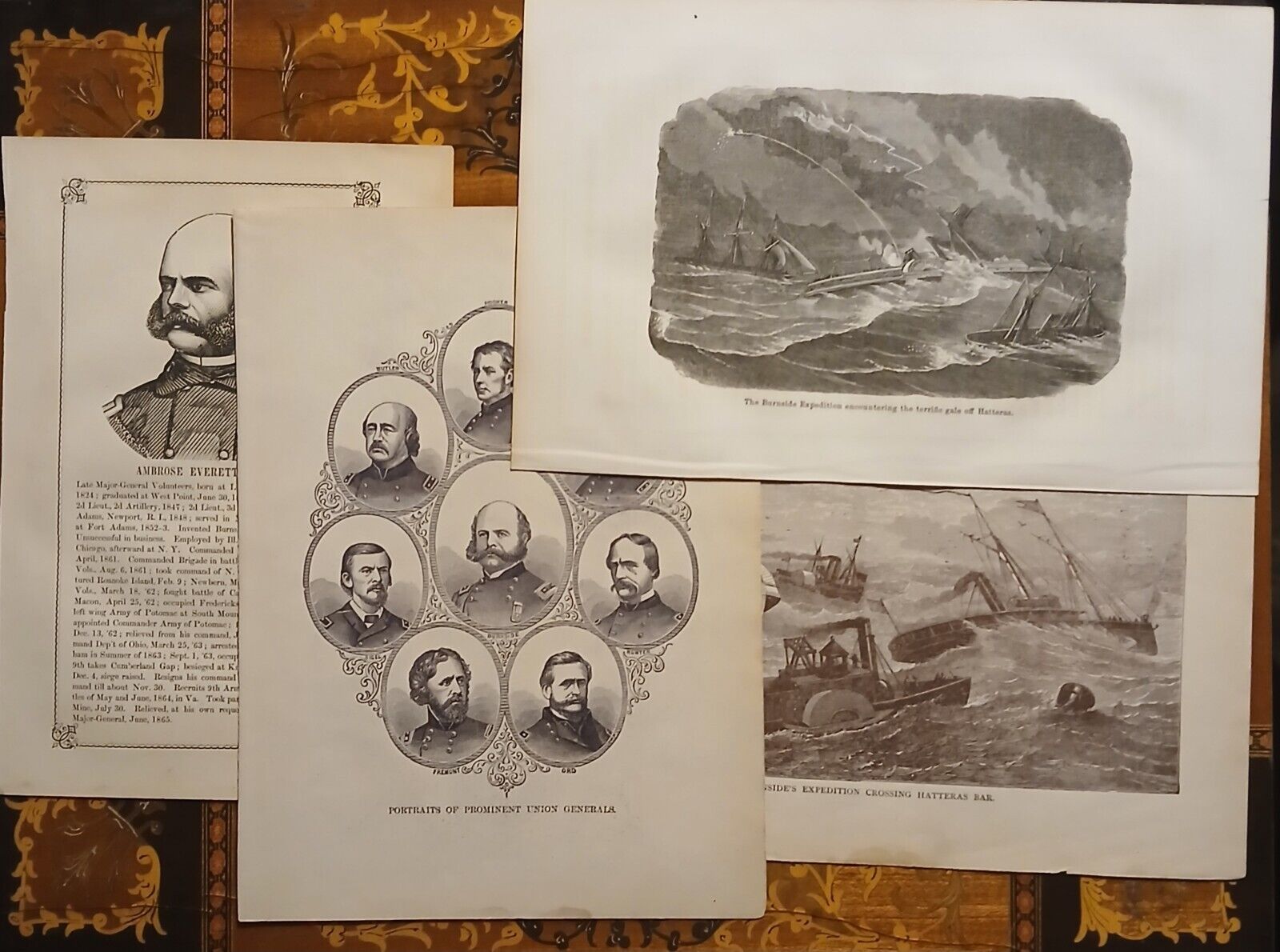 1865-1881 Collection Of 4 Civil War Prints Feat. Maj-Gen Ambrose Burnside