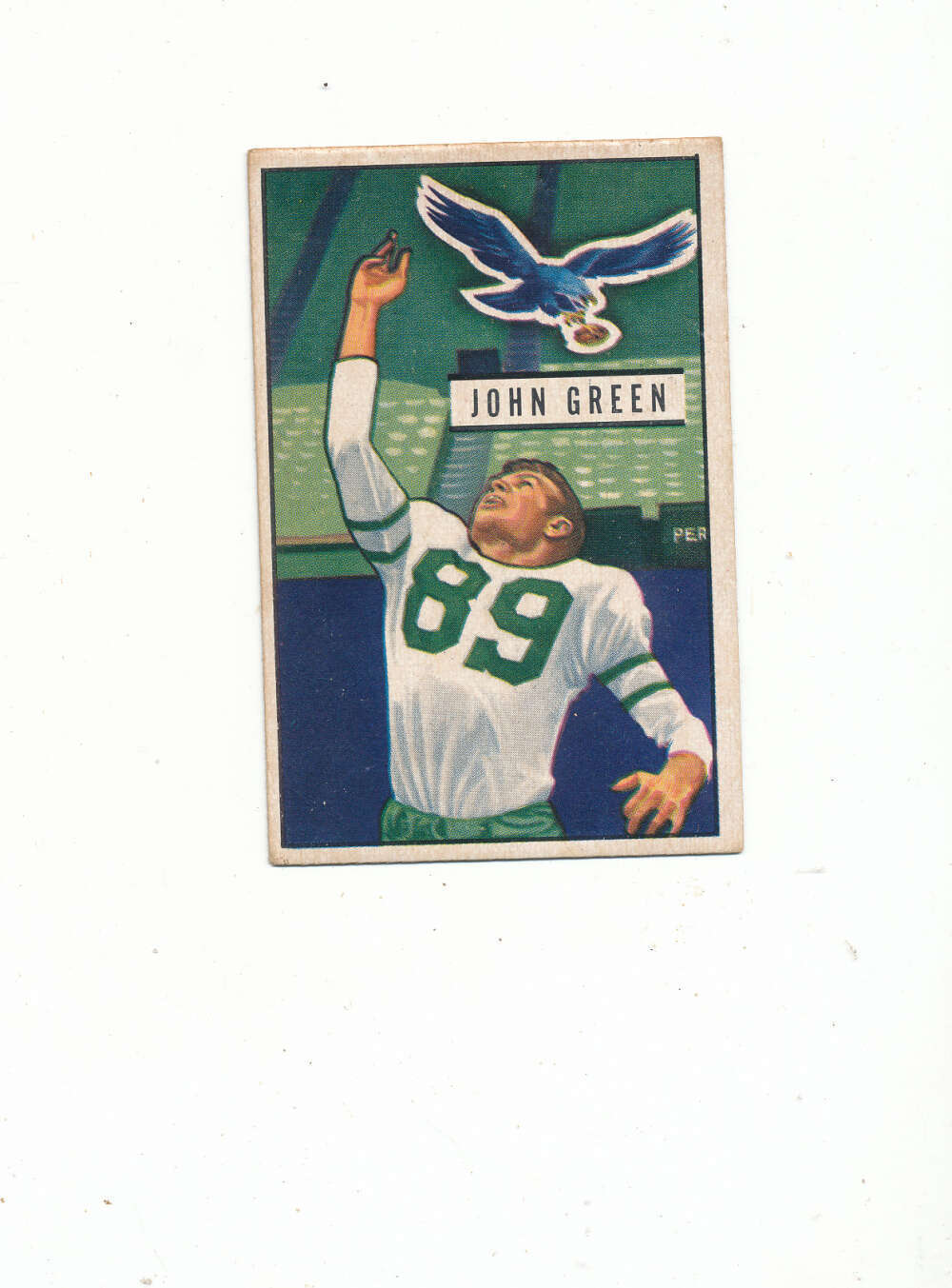 John Green Eagles #83 1951 bowman football trading card bxft