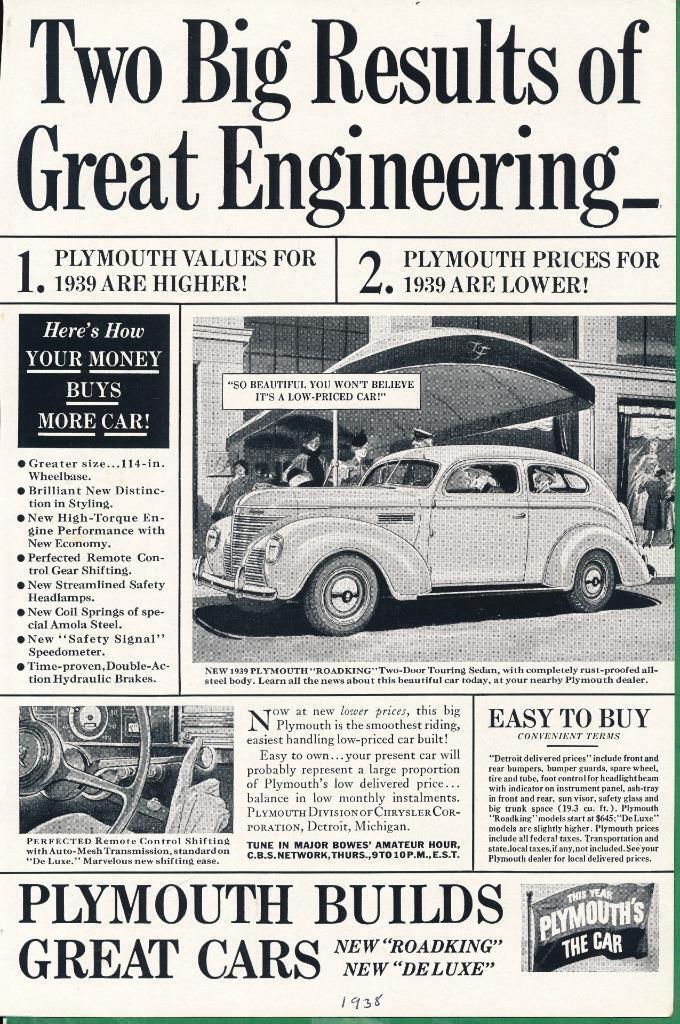 Magazine Ad - 1939 - Plymouth \