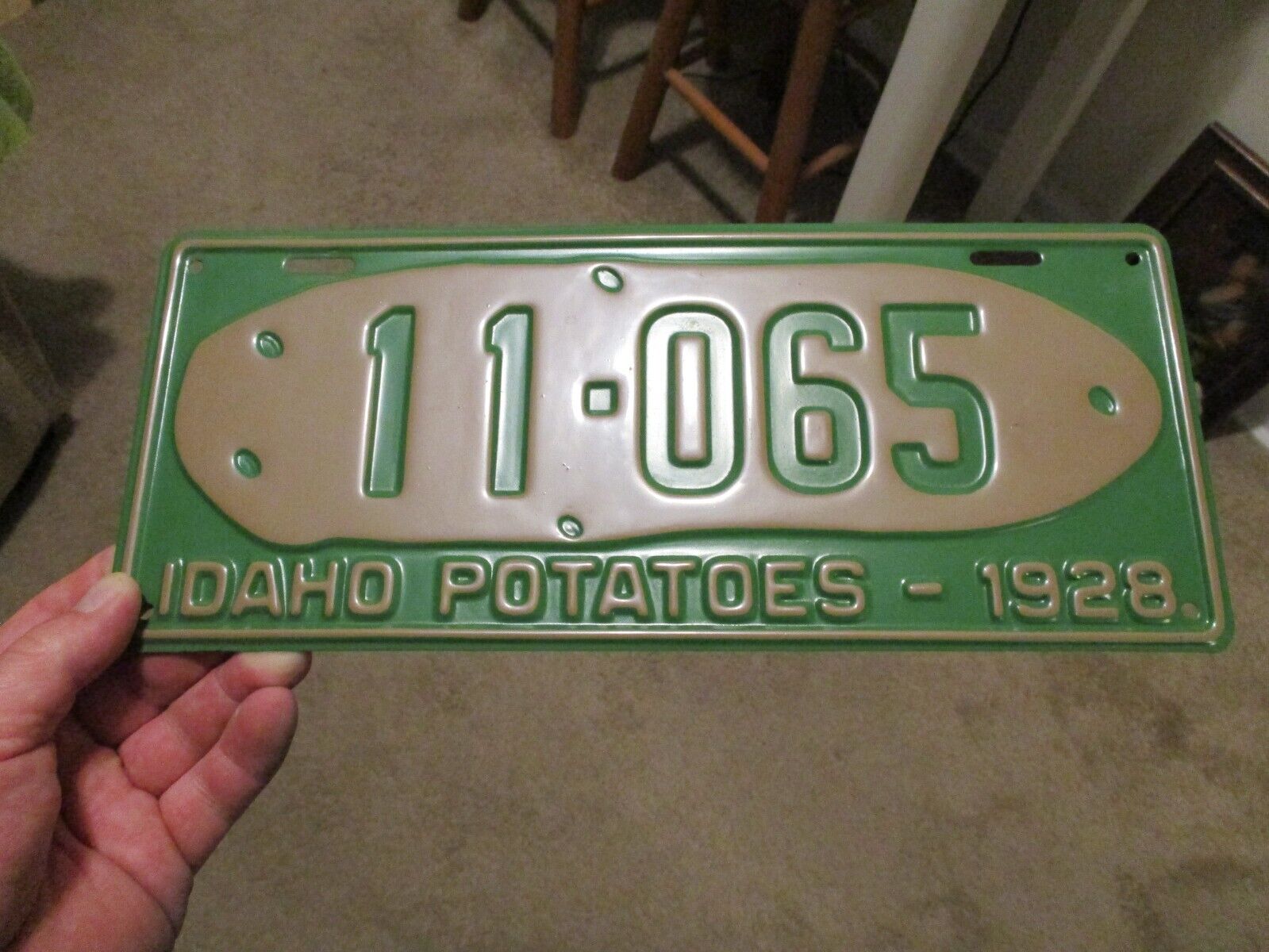 A++ 1928 IDAHO FAMOUS POTATOES LICENSE PLATE GREAT LOW # 11 - 065