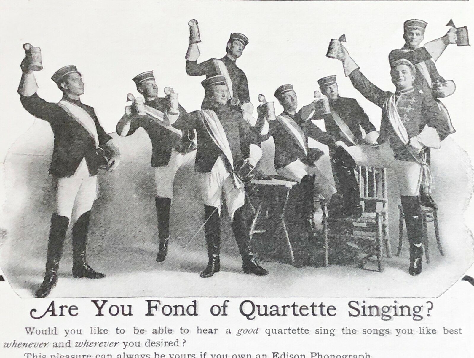 1905 NATIONAL PHONOGRAPH CO.Orange,N.J.Vtg Print Ad~Edison Quartette Singing Pic