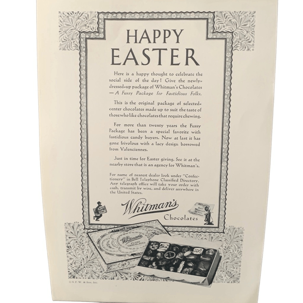 Vintage 1931 Whitman’s Chocolate Happy Easter Ad Advertisement