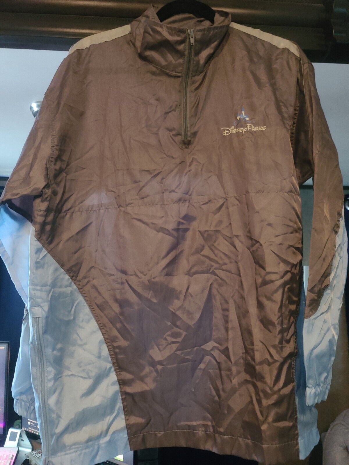 Disney Parks Windbreaker Rain Jacket  XS/S Small Blue Gray Long Slv Poncho