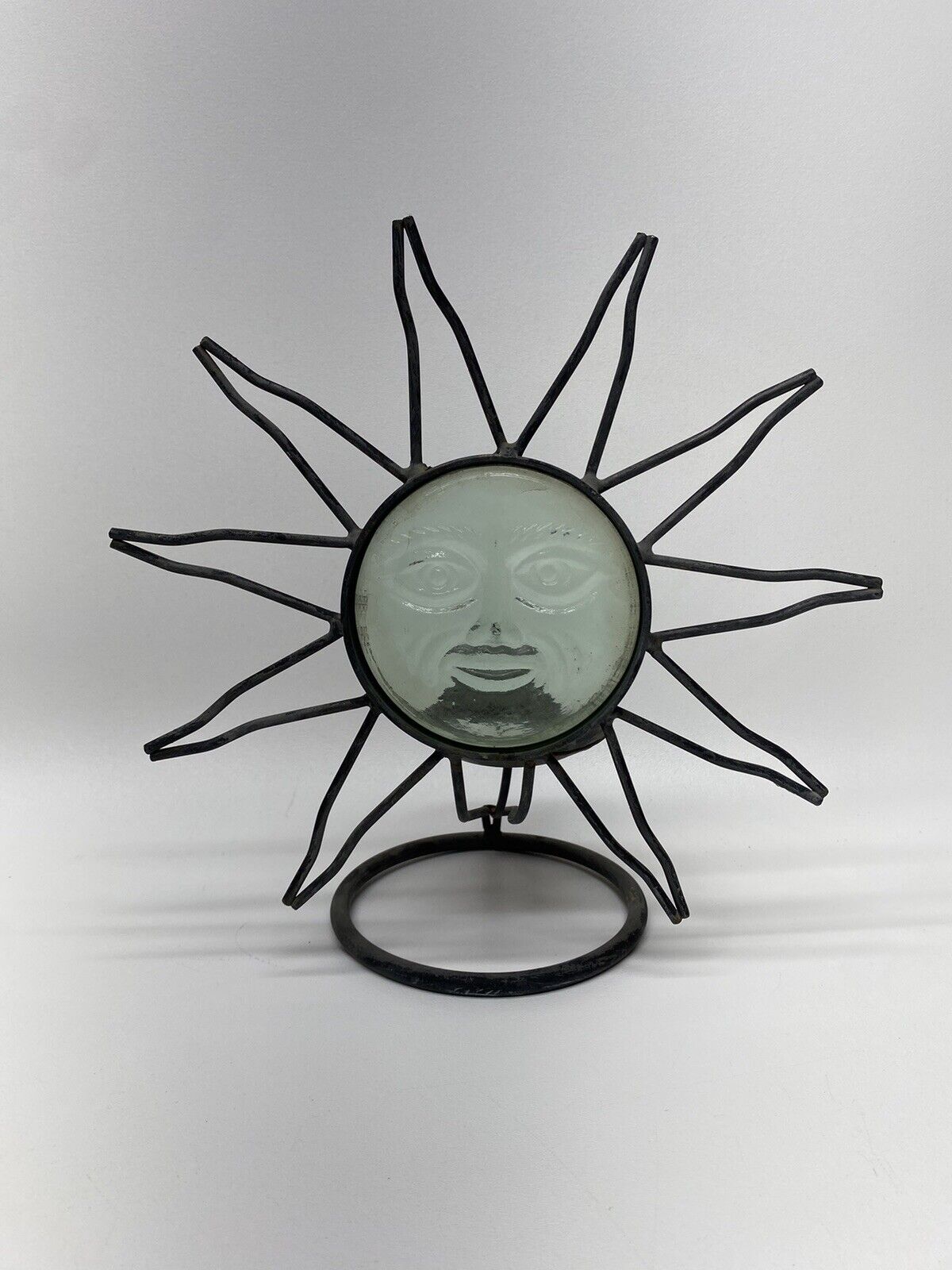Cool Vintage Celestial Standing Sun Face Metal Candle Holder