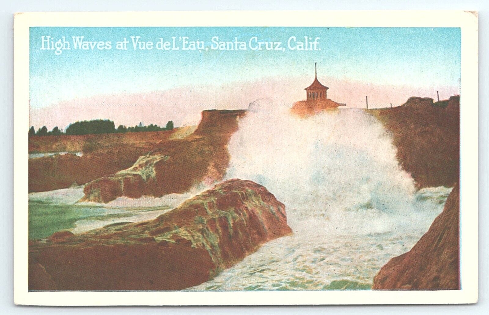 Postcard High Waves At Vue de L’Eau Santa Cruz California CA