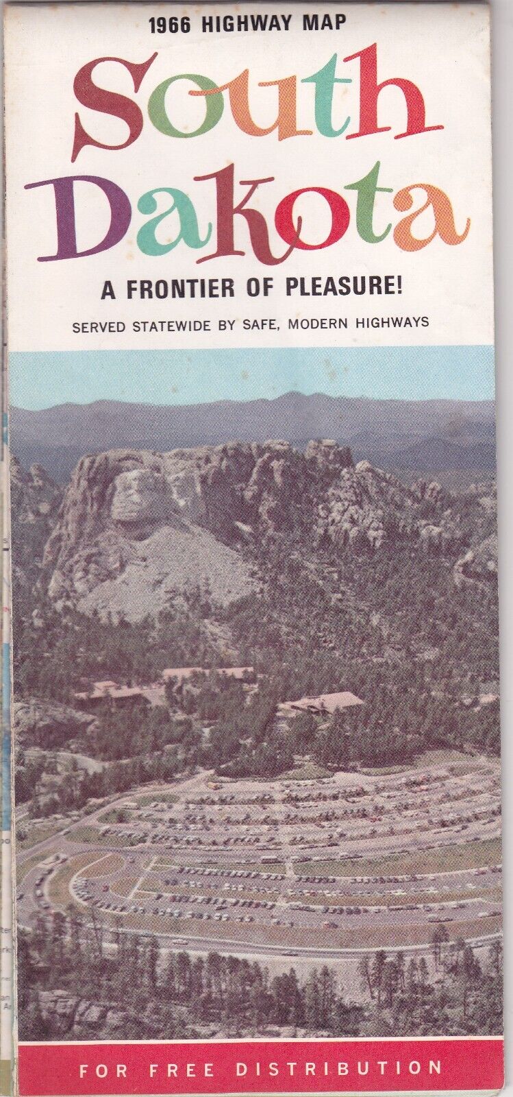 1966 Official State Issue Road Map Of South Dakota