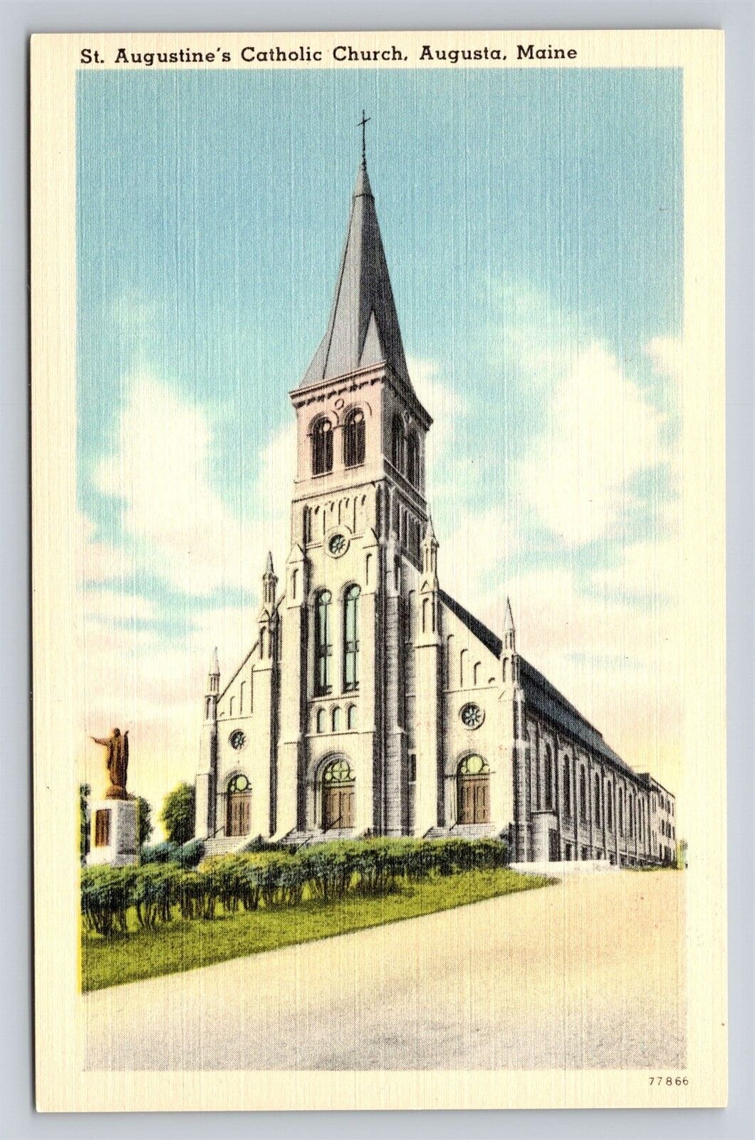 St. Augustine\'s Catholic Church Augusta ME Vintage Maine Postcard 