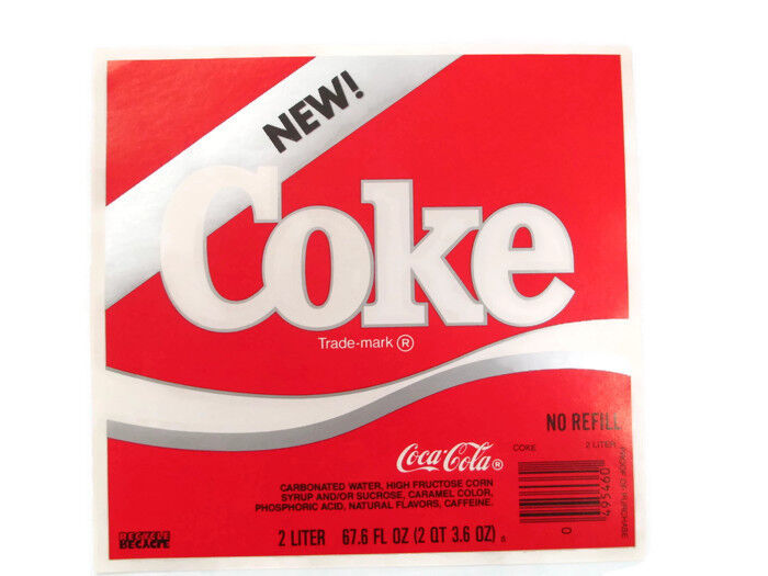  Two Coca-Cola New Coke 2-liter Label Unused excellent condition