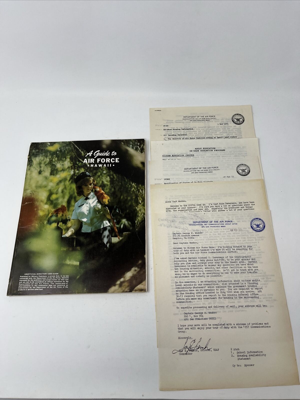 A Guide to Air Force Hawaii Unofficial Directory & 1957 Comm Gp Correspondence