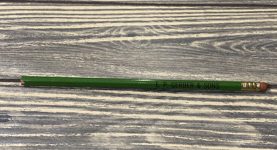 Vintage E.P. Gerber and Sons Kidron Ohio Green Black Unsharpened Pencil