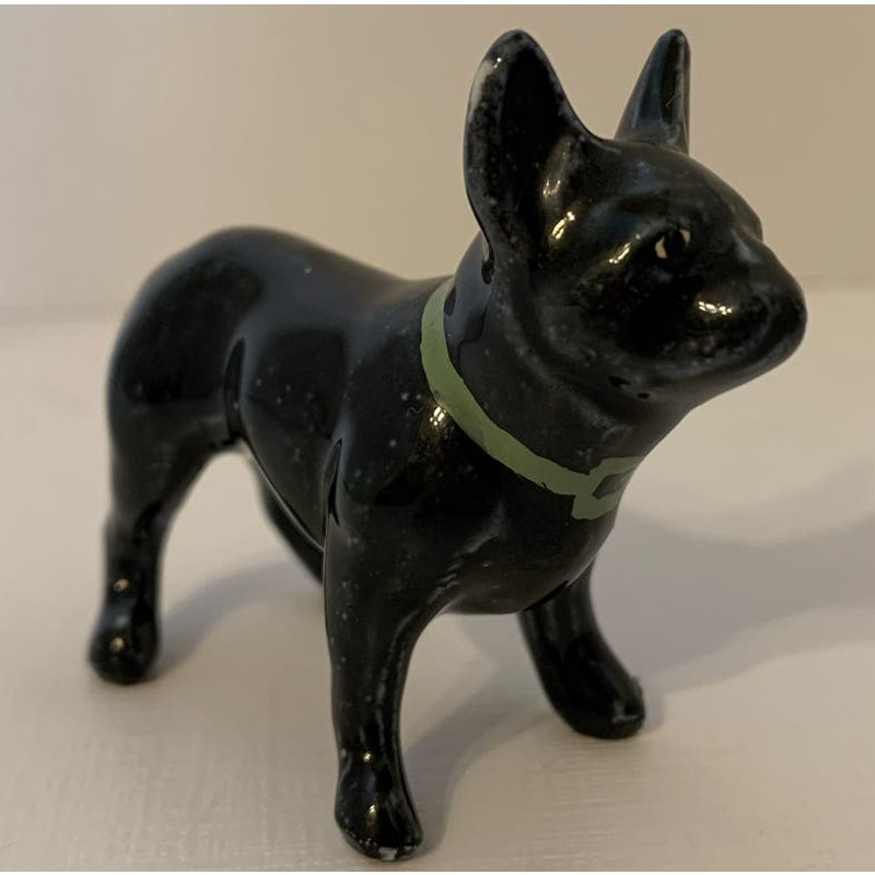 Vintage Bone China Black French Bulldog Figurine