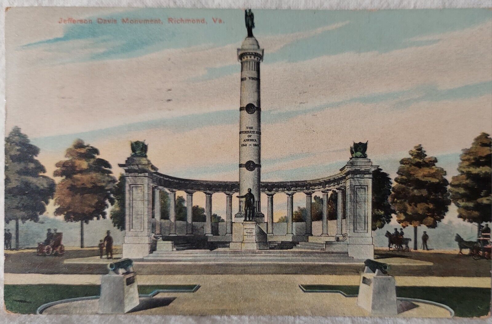 Vintage Postcard Jefferson Davis Monument Richmond VA c 1909 Civil War (A170)