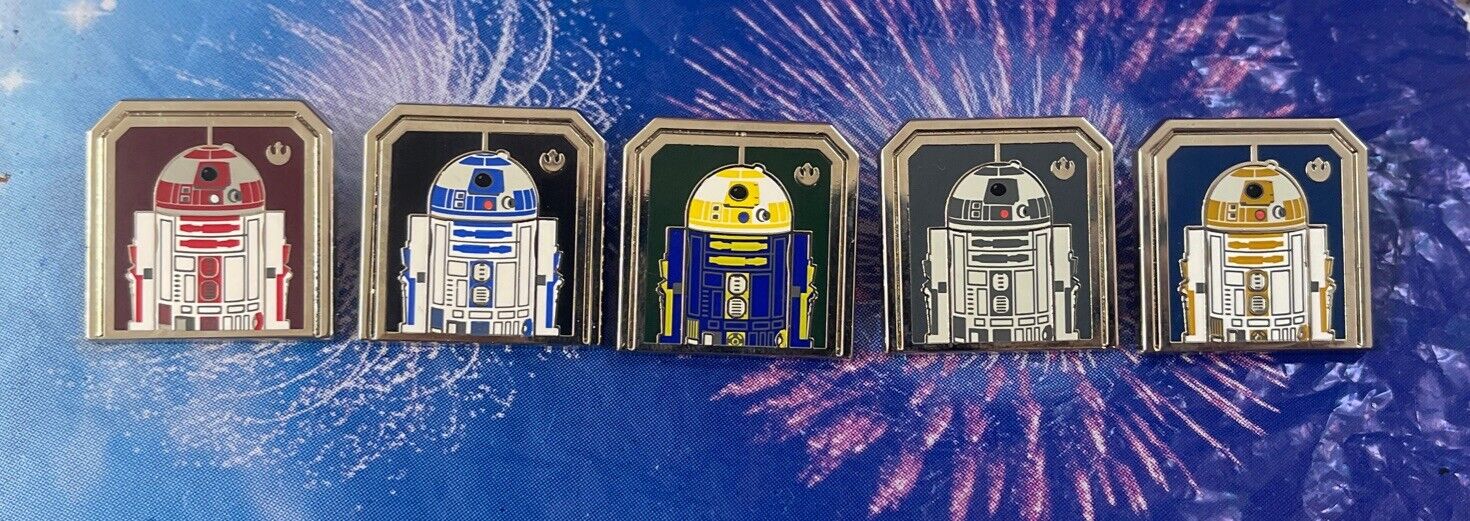 Star Wars 2024 Walt Disney World WDW Hidden Mickey Pin Set of 5  Droids New