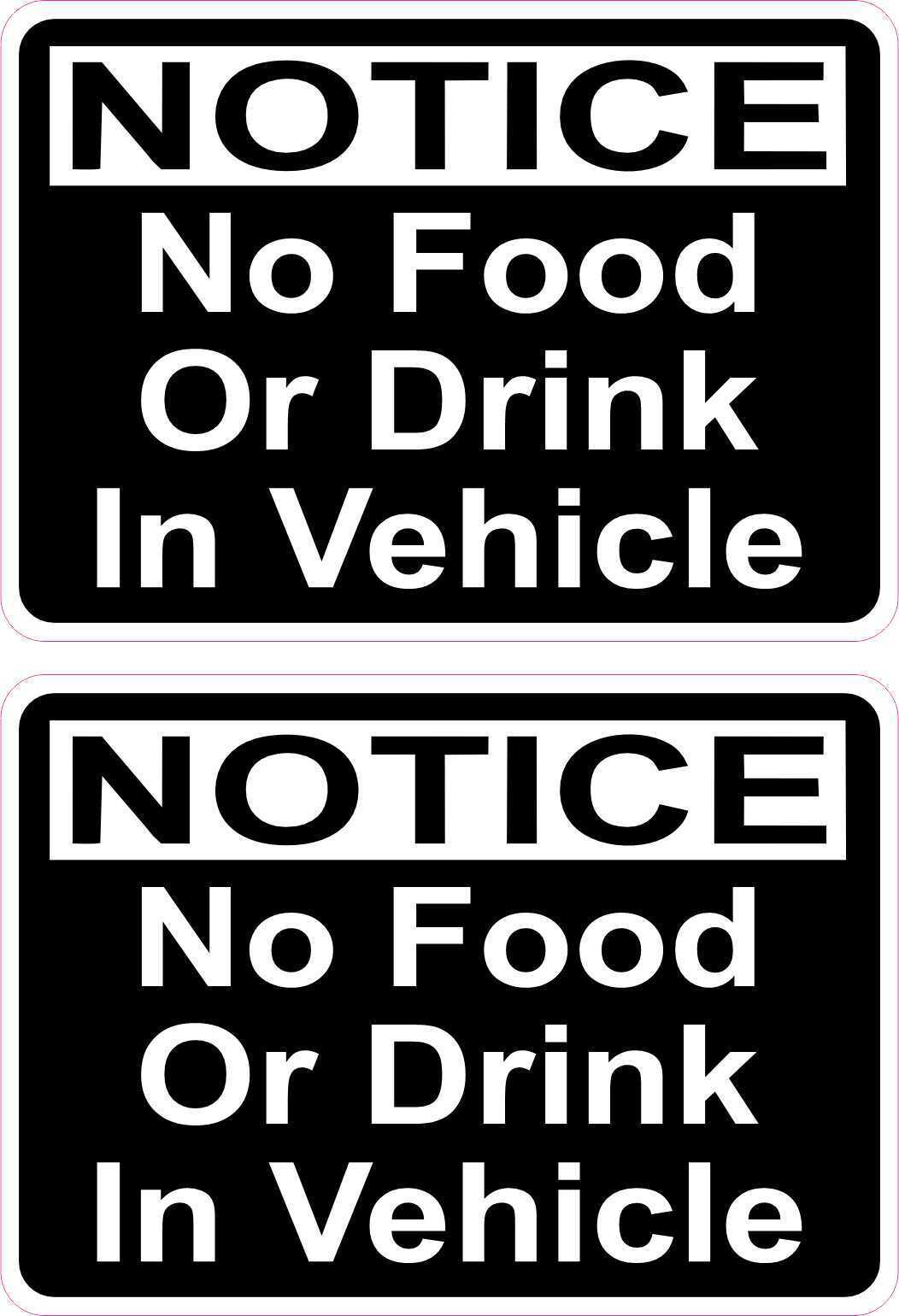 3.5in x 2.5in No Food or Drink in Vehicle Vinyl Stickers Car Truck Vehicle Signs