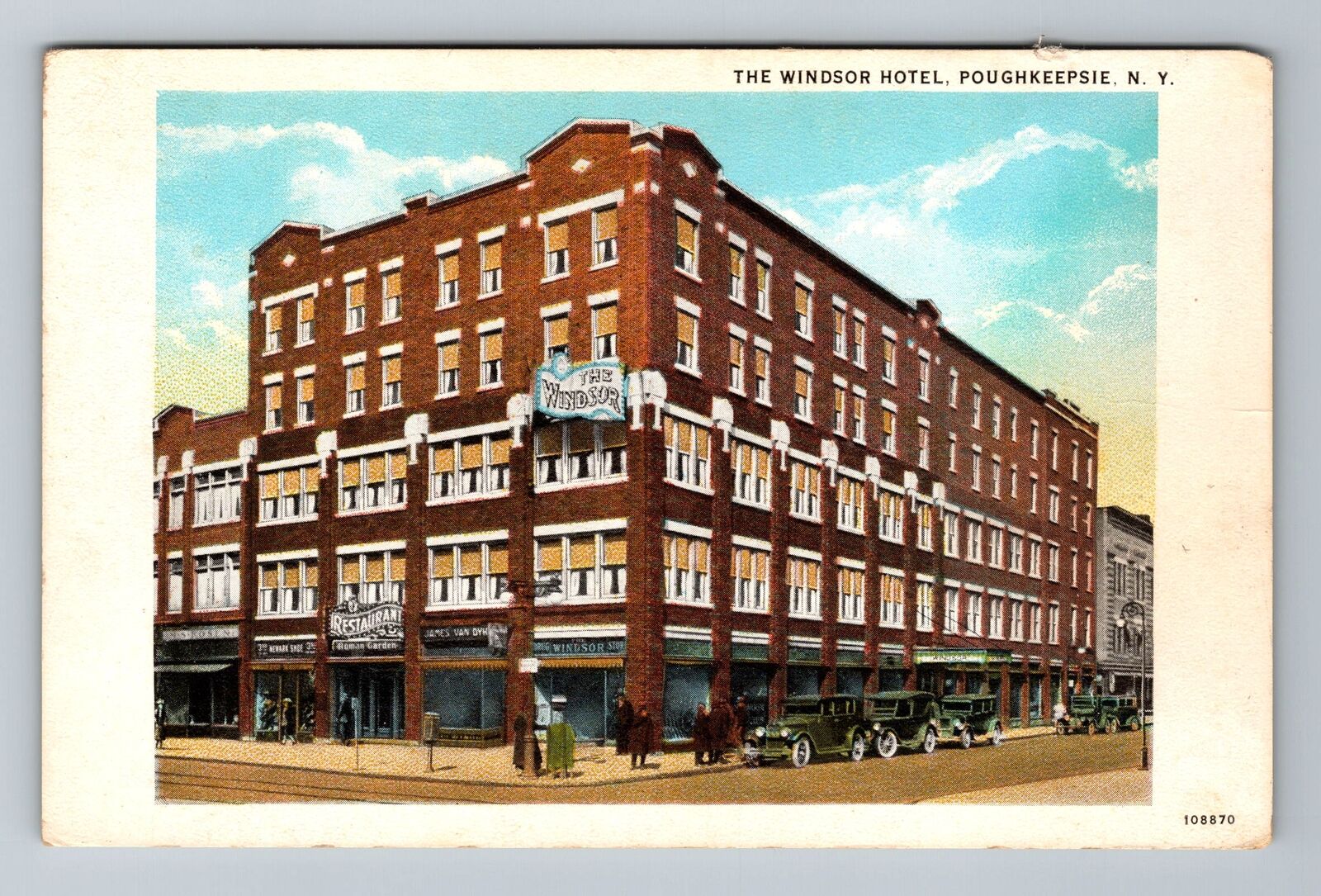 Poughkeepsie NY-New York, The Windsor Hotel, Antique Vintage Souvenir Postcard
