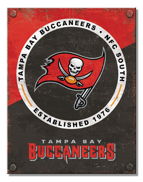 Tampa Bay Buccaneers NFC South Tin Metal Sign Man Cave Garage Bar 12.5 X 16 Inch