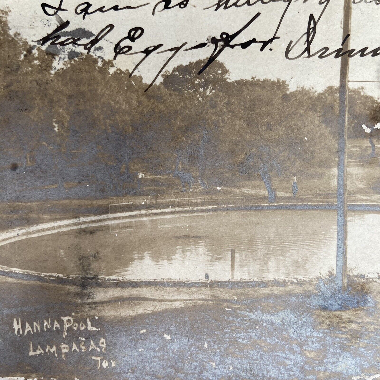 Postcard TX Lampasas Texas Hanna Pool Swimming Hole Real Photo RPPC 1908