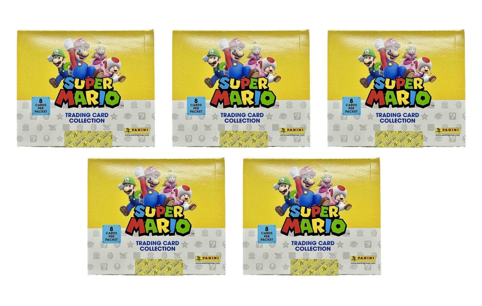 Lot of (5) 2022 Panini Super Mario Trading Cards Factory Sealed Booster Boxes