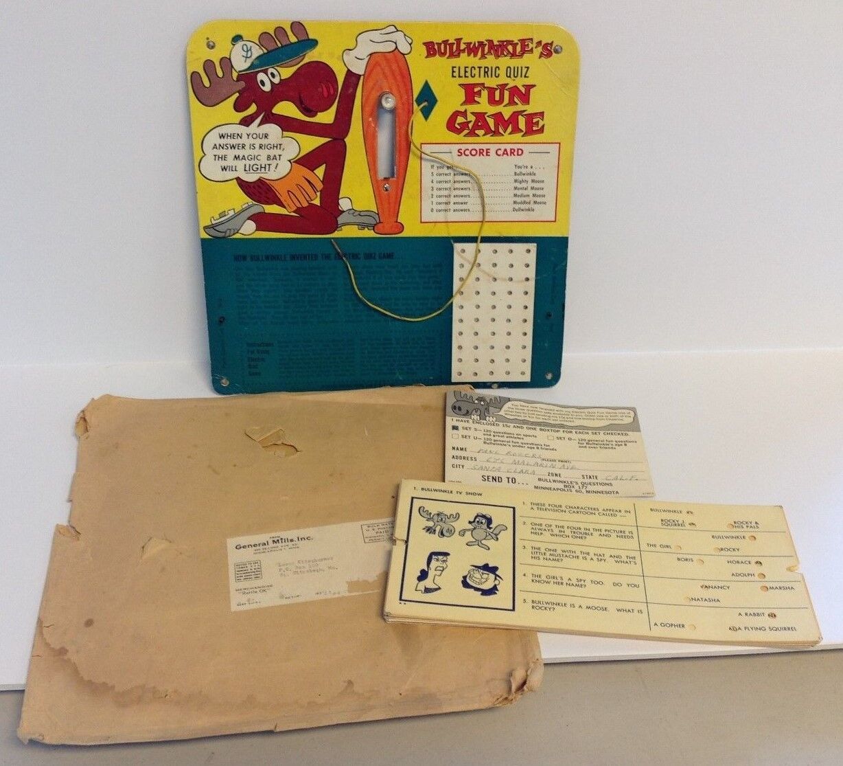 Vintage Bullwinkle\'s Electric Quiz Fun Game   Original Envelope  