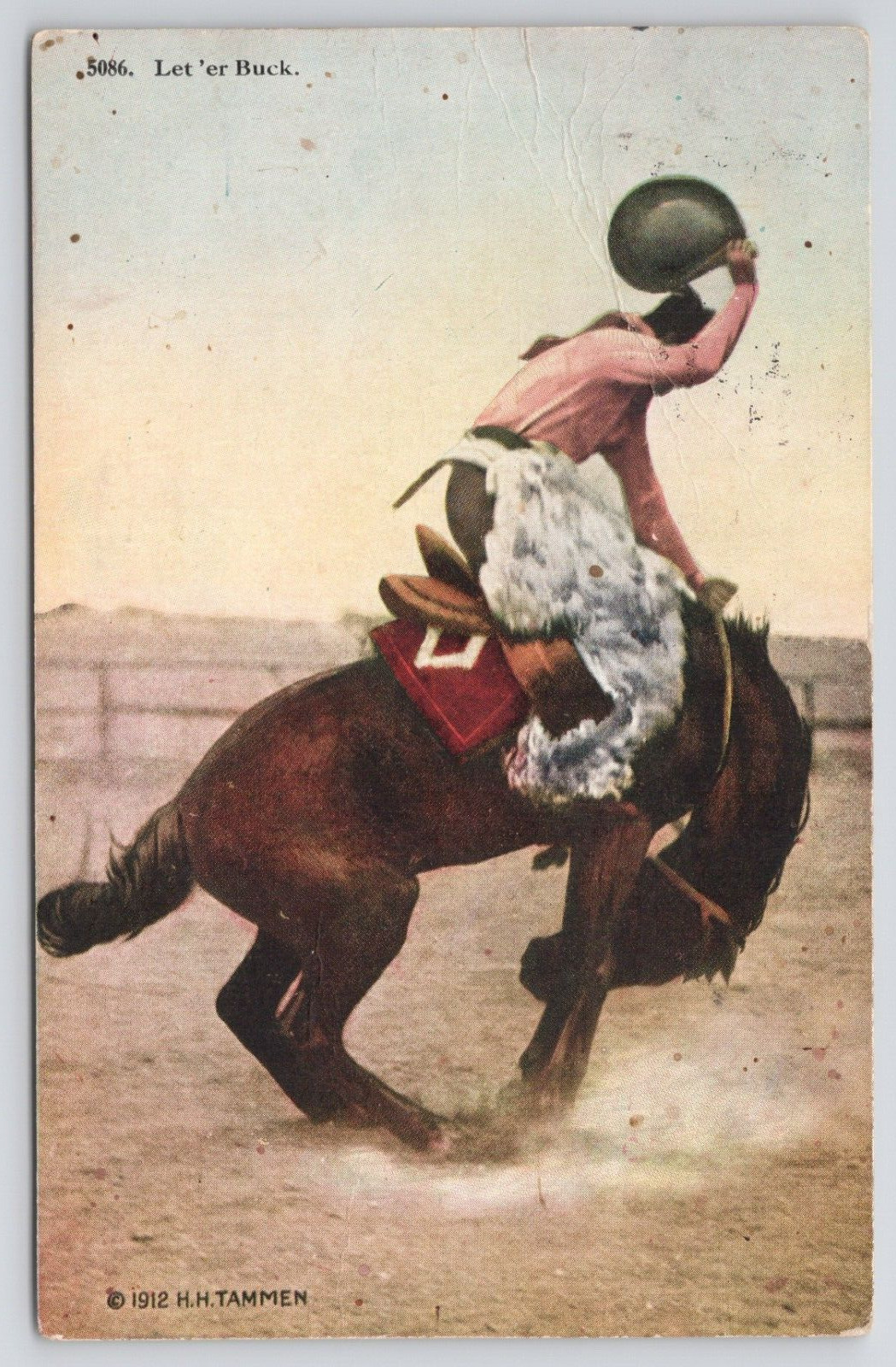 Let\'er Buck Western Posted 1913 Divided Back Postcard