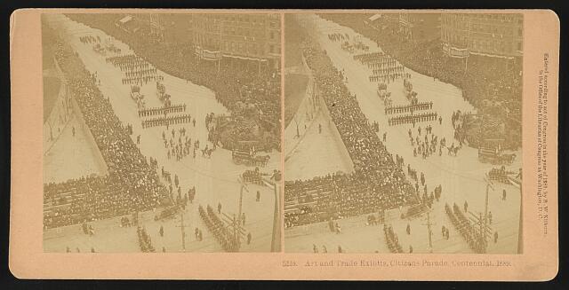 Photo:Art and trade exibits exhibits, Citizens Parade Centennial, 1889